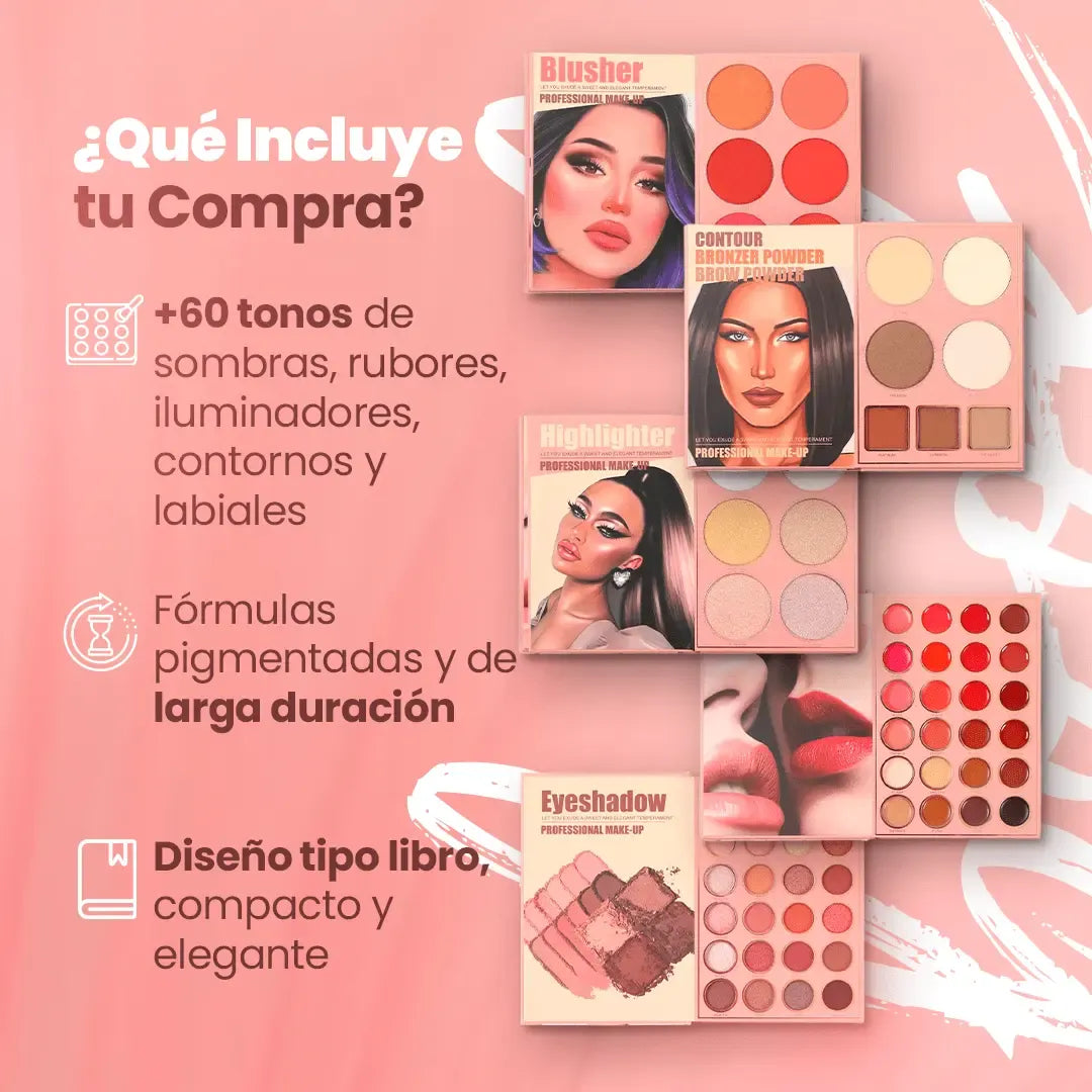 MAKEUP BOOK® | Set de maquillaje profesional 5 en 1 👄