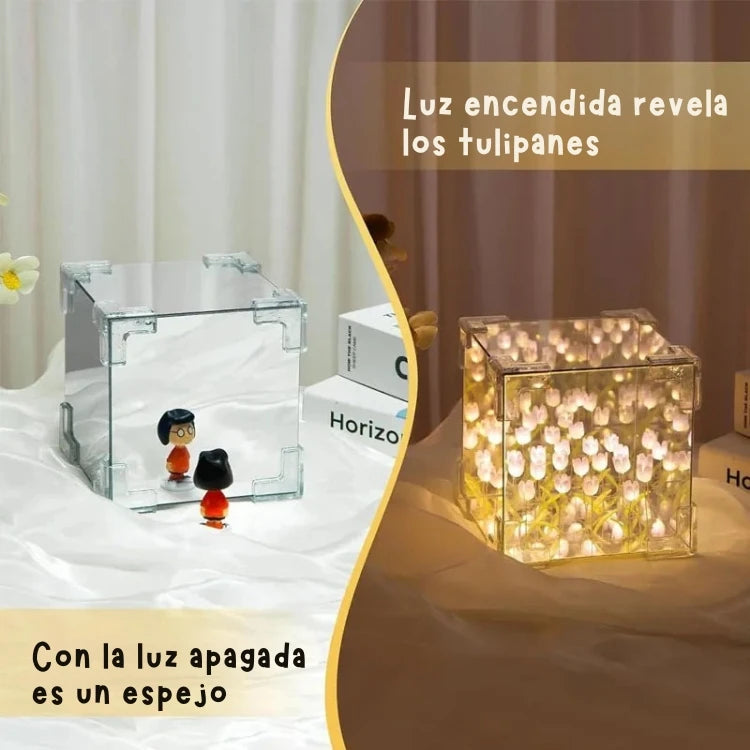 CUBO INFINITO DE TULIPANES - El regalo perfecto, lleno de magia y calidez🌷✨