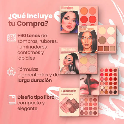 MAKEUP BOOK® | Set de maquillaje profesional 5 en 1 👄