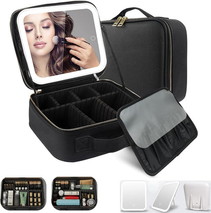 ESTUCHE PARA MAQUILLAJE CON ESPEJO LED 💄