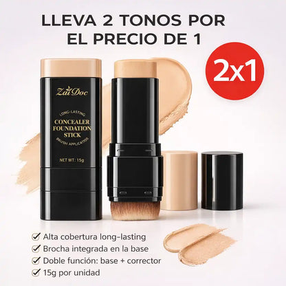 ZaiDoc® | Promo 2x1 Base contorno y correctora con brocha profesional 🤎