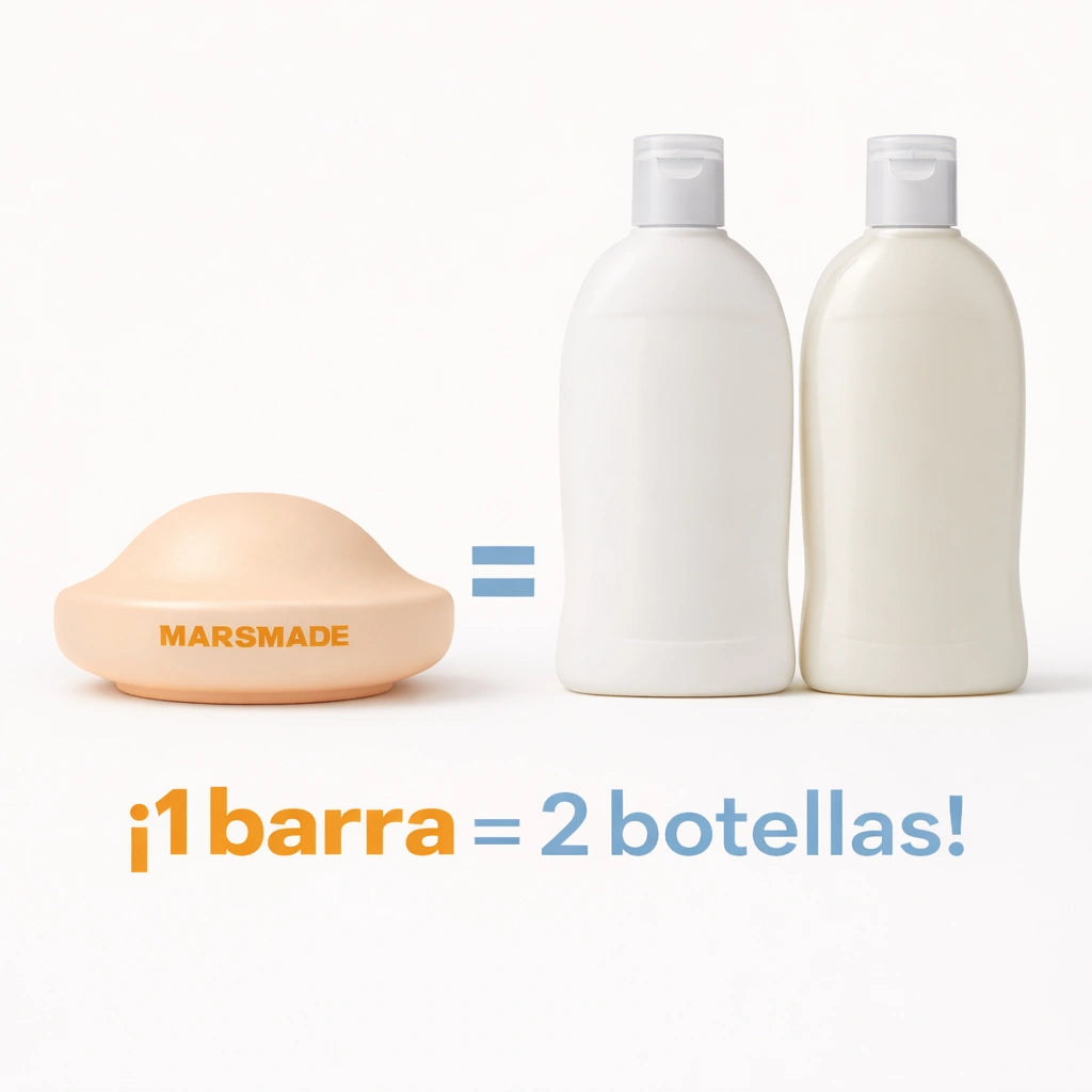 MARSMADE® 2x1 | Hasta 6 meses de shampoo (en barra) con aceite de ricino hidratante 🫧