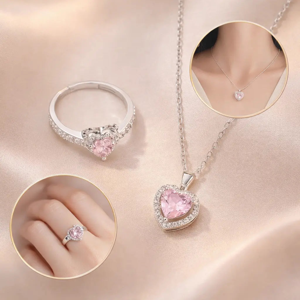 SET PROMESA 💍| Collar y Anillo + Caja corona de regalo 👑💎