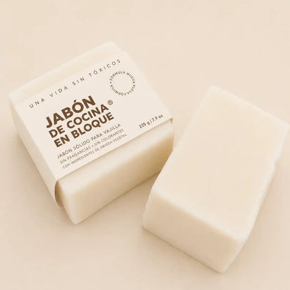 Jabón en bloque para vajilla | Ingredientes 100% naturales + Cepillo en bambú 🍃🫧