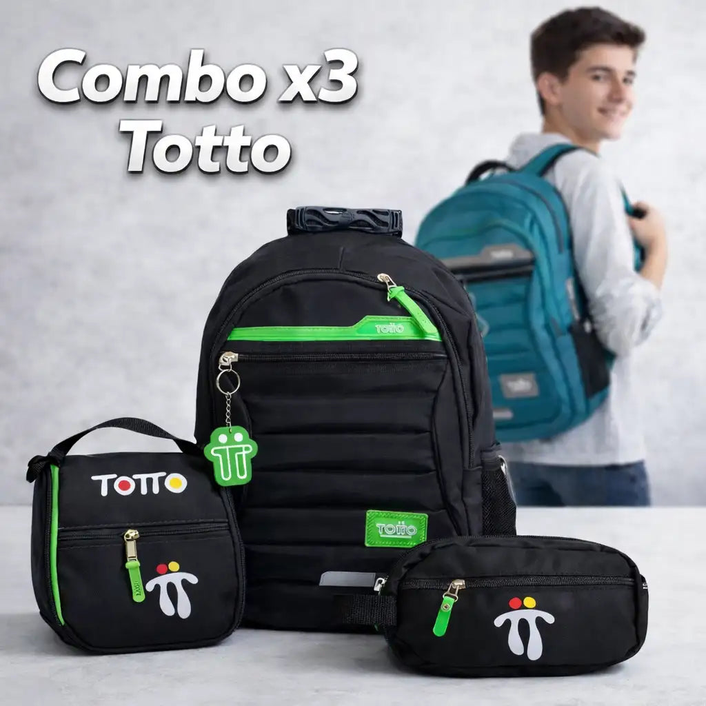 COMBO ESCOLAR TOTTO X3 | LONCHERA + MALETA + CARTUCHERA 🎒