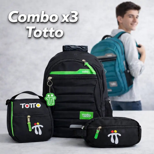 COMBO ESCOLAR TOTTO X3 | LONCHERA + MALETA + CARTUCHERA 🎒