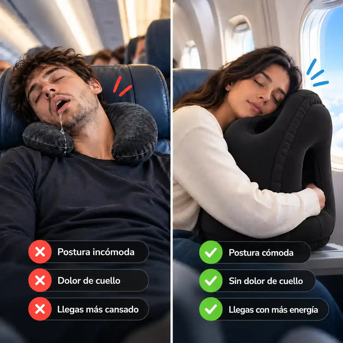 ALMOHADA INFLABLE DE VIAJE | Descanso reparador sin molestias cervicales 😴