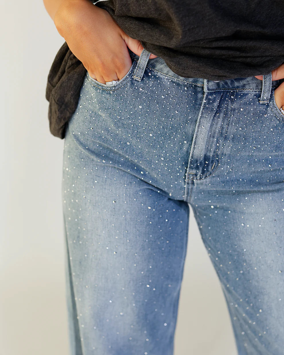 DIAMOND JEANS® - Pantalon con brillos oversized ✨