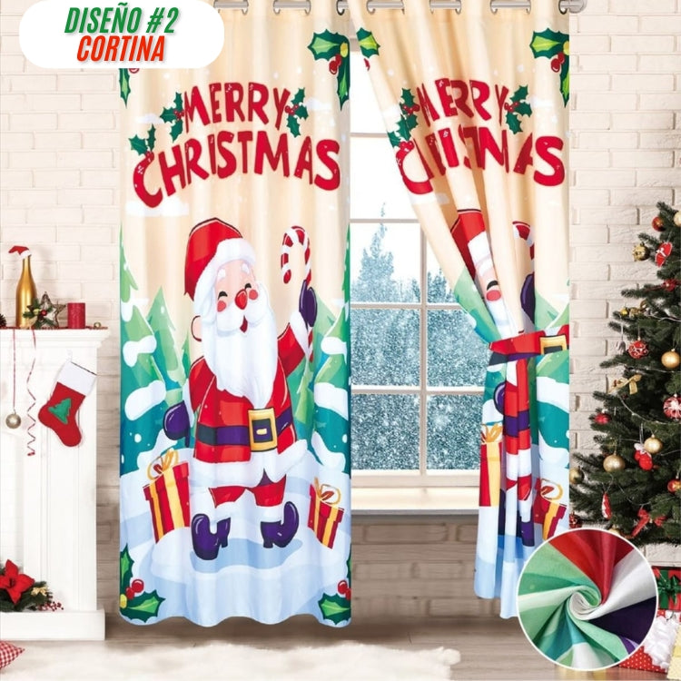 COMBO NAVIDEÑO CORTINA + COBIJA - Hermosa decoración para esta Navidad 🎅🏻