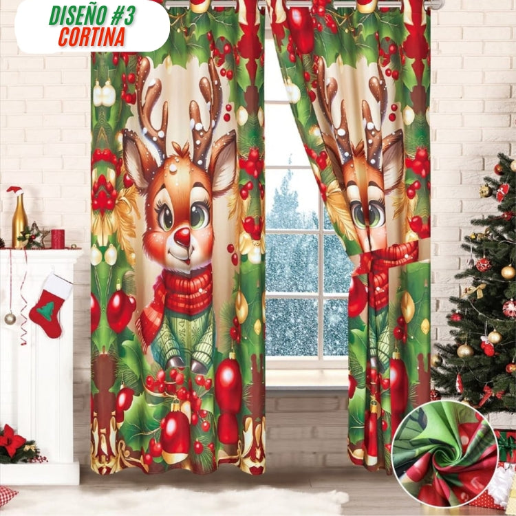 COMBO NAVIDEÑO CORTINA + COBIJA - Hermosa decoración para esta Navidad 🎅🏻