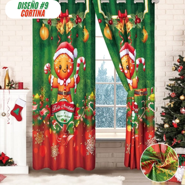 COMBO NAVIDEÑO CORTINA + COBIJA - Hermosa decoración para esta Navidad 🎅🏻