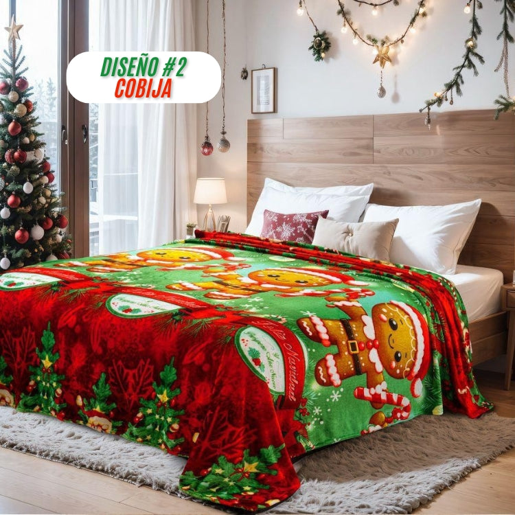 COMBO NAVIDEÑO CORTINA + COBIJA - Hermosa decoración para esta Navidad 🎅🏻
