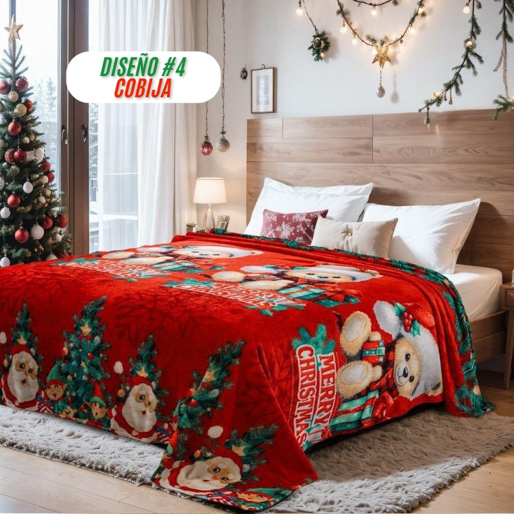 COMBO NAVIDEÑO CORTINA + COBIJA - Hermosa decoración para esta Navidad 🎅🏻