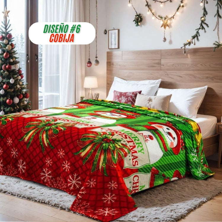 COMBO NAVIDEÑO CORTINA + COBIJA - Hermosa decoración para esta Navidad 🎅🏻