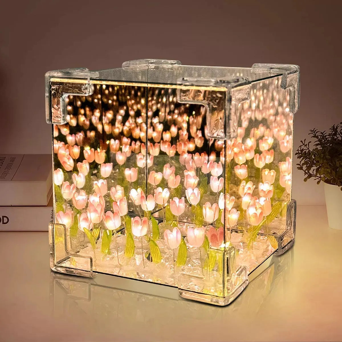 CUBO INFINITO DE TULIPANES - El regalo perfecto, lleno de magia y calidez🌷✨