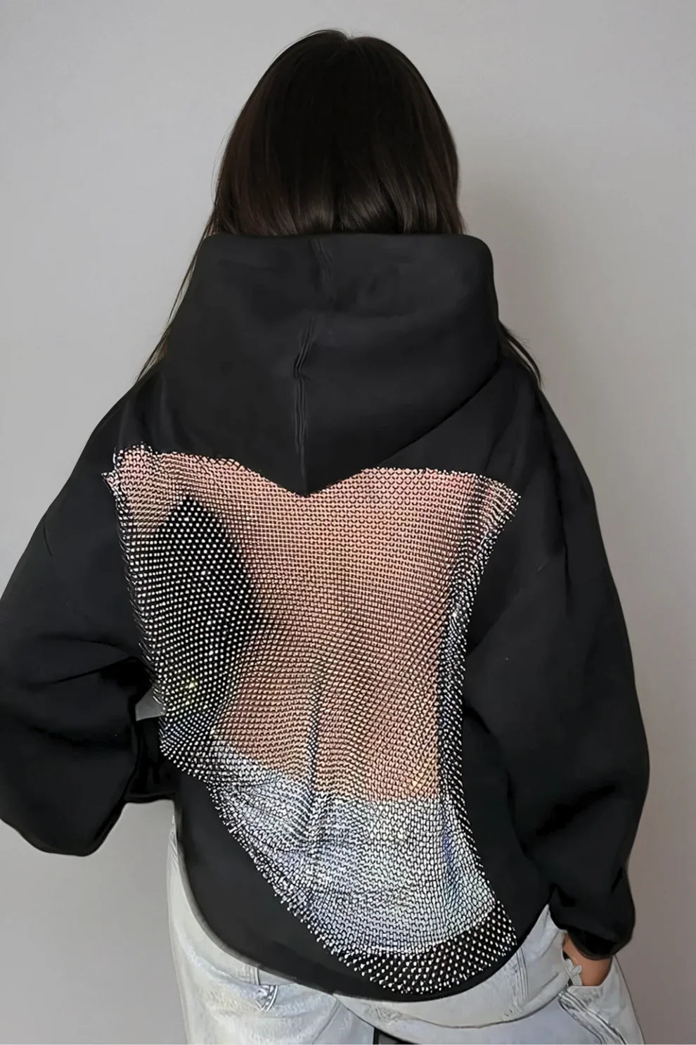 BACKLESS HOODIE™ | Buzo con transparencia atrás, brillos y capucha ✨
