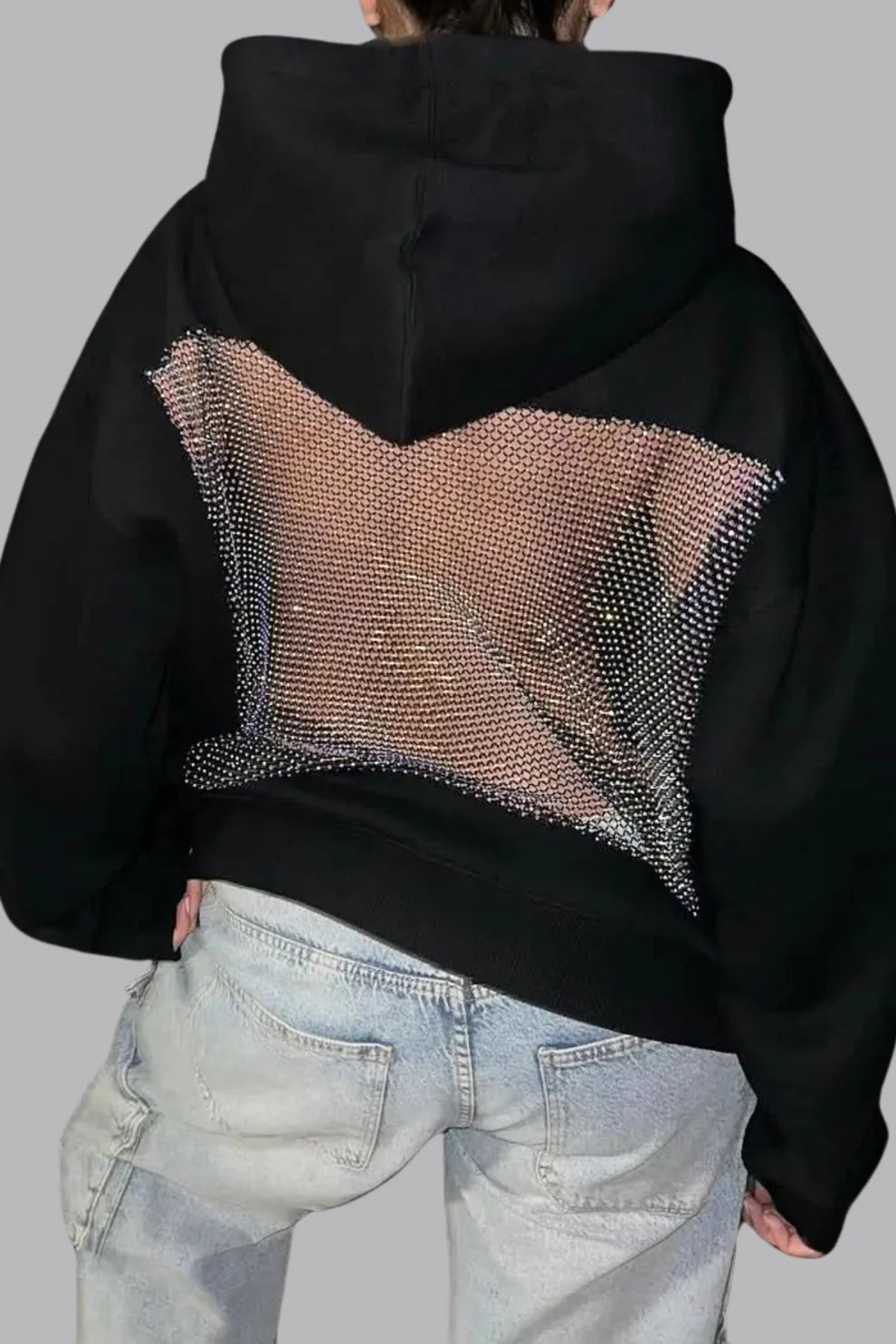 BACKLESS HOODIE™ | Buzo con transparencia atrás, brillos y capucha ✨