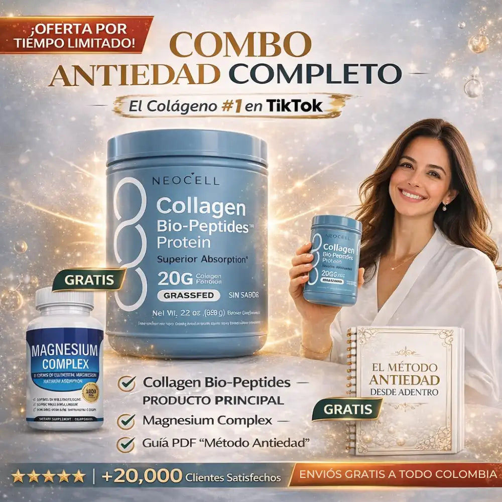 COMBO ANTIEDAD | Colágeno 5 en 1 + Magnesium Complex + Guía Gratis El Método Antiedad ✨