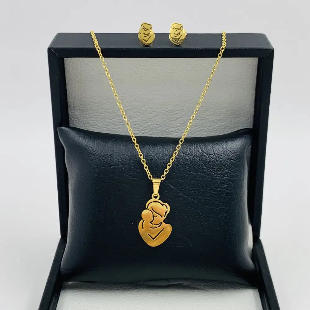SET JOYERÍA | Collar + aretes 18K - Abrazo madre e hijo 🫂