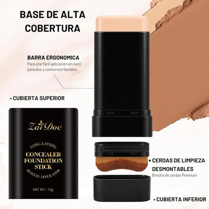 ZaiDoc® - Base de contorno 2 en 1 con brocha, larga duración 🤎