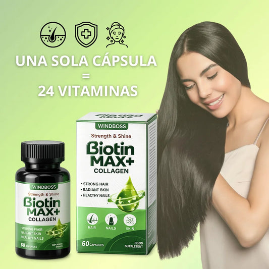 BIOTINA MAX® | Detiene la caída, aporta fuerza, volumen y brillo ✨