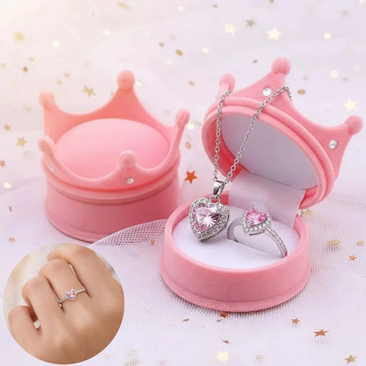 SET PROMESA 💍| Collar y Anillo + Caja corona de regalo 👑💎
