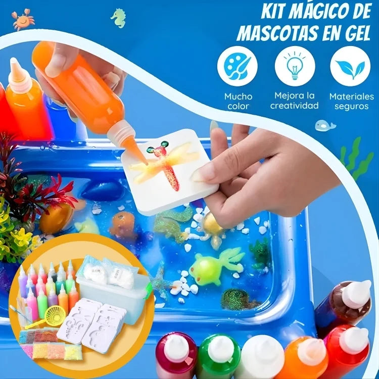 KIT MAGICO MASCOTAS ACUATICAS 3D - Moldea, decora y activa con el agua 🐳✨