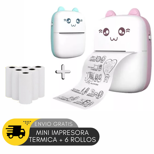 MINI IMPRESORA TERMICA + 6 ROLLOS