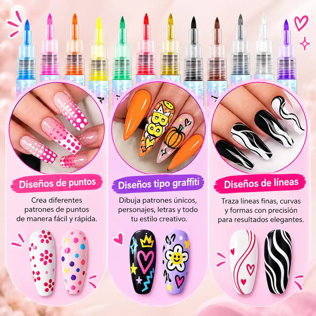 KIT MARCADORES PARA UÑAS | Diseños únicos y secado rápido 💅🏻