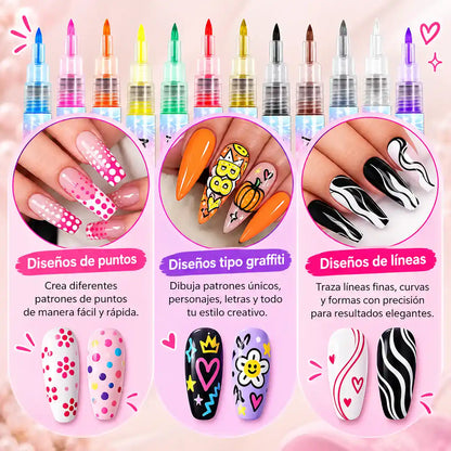 KIT MARCADORES PARA UÑAS | Diseños únicos y secado rápido 💅🏻